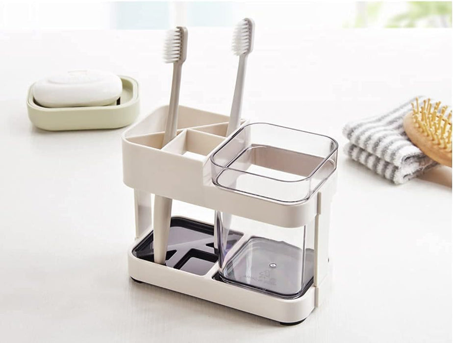 Toothbrush Holder Electric Tooth Brush Toothpaste Holder Bathroom Set Restroom Vanity Large Capacity Tooth Paste Accessories Storage Decor Cups Holder for Family Apartment（Contains 1 Cups）