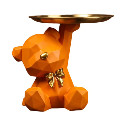 Geometric Bear Storage Sculpture with Pallet Resin Key Holder Figurine Entrance Crafts Household Supplies for Office Coffee Shop